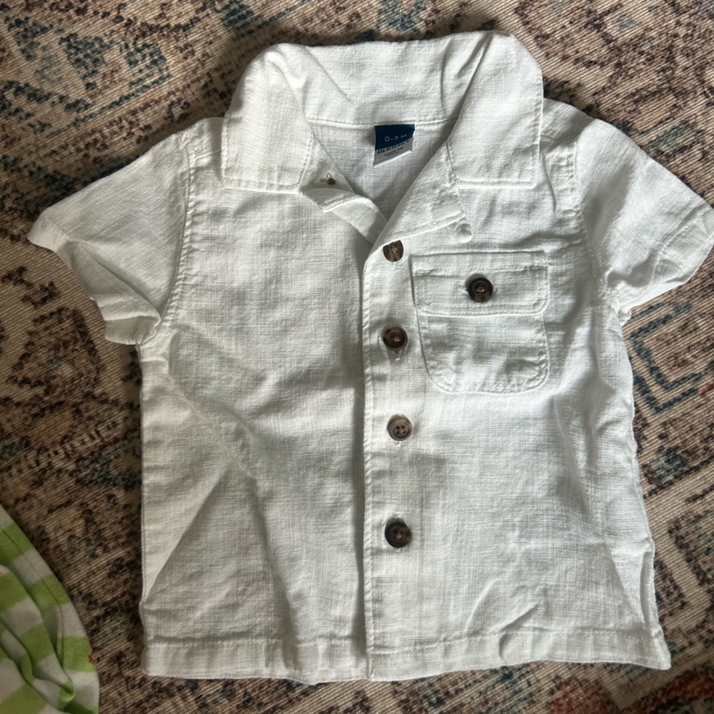 Old Navy Cream Button-Down Baby Shirt